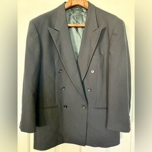 Vintage Paolo Gucci Wool Blazer 42R – Double Breasted Black Jacket